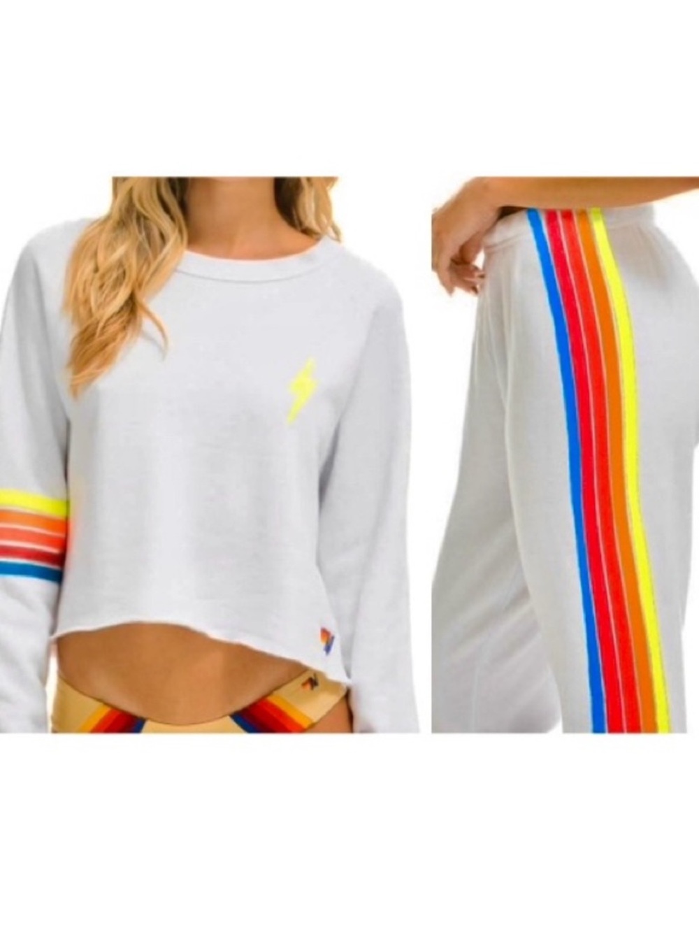 🌟 Aviator Nation set - Sweatshirt & Joggers with Neon Stripe & Lightning Bolt